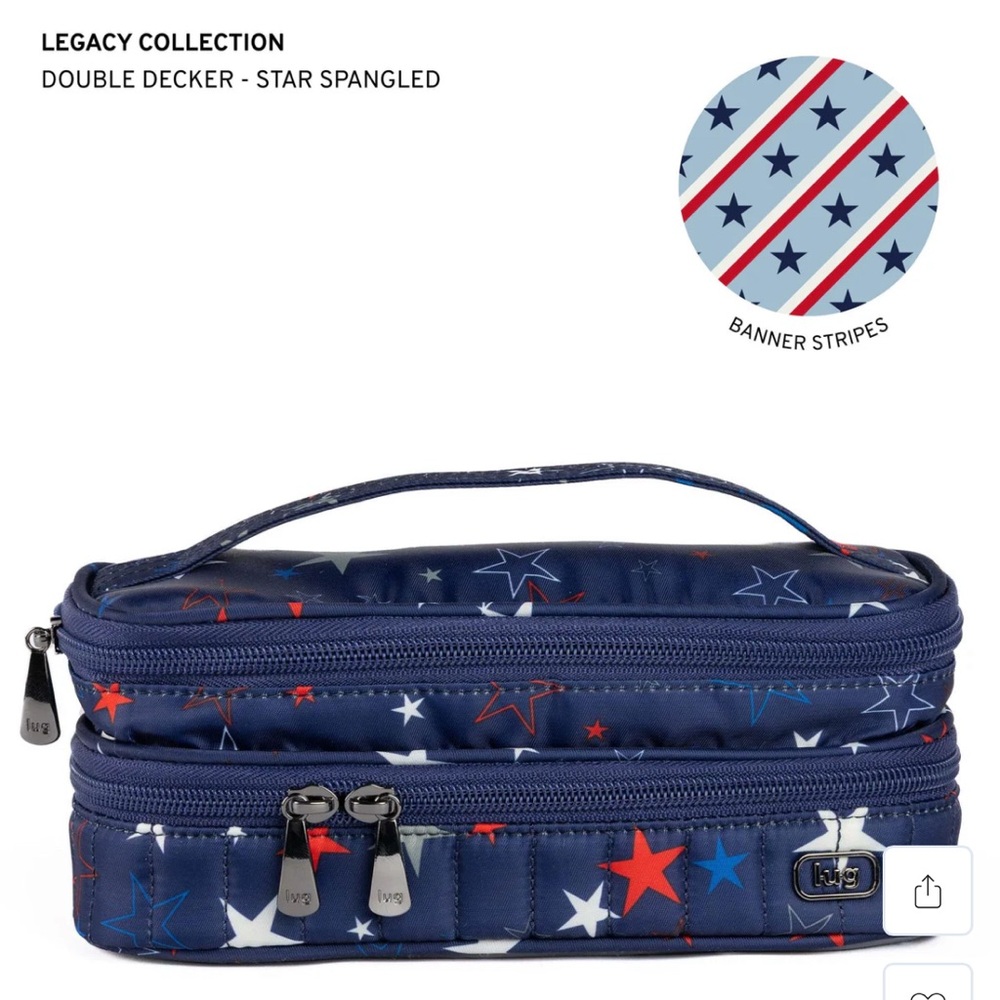 Lug Legacy Collection Double Decker Cosmetic Case NWT Star Spangled